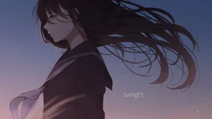 Sad Anime Girl Blown Hair Aesthetic Wallpaper