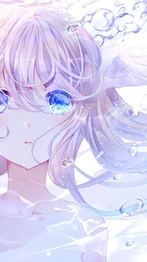 Sad_ Anime_ Girl_with_ Teary_ Eyes_and_ Bubbles Wallpaper