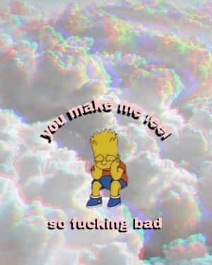 Sad Bart Simpson Phone Clouds Wallpaper