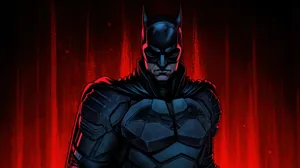 Sad Batman In Dark Red Background Wallpaper