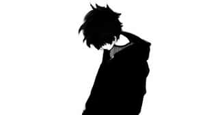 Sad Black Anime Boy In Hoodie Wallpaper