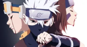 Sad Kakashi Holding His Bloody Hand Next To His Face Wallpaper