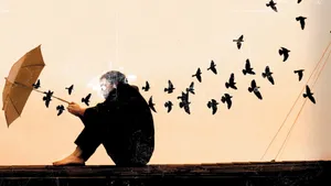 Sad Love Boy With Birds Wallpaper