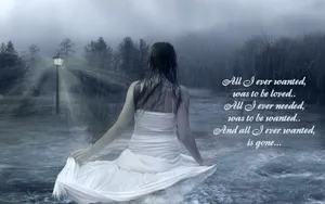 Sad Love Girl In The Rain Wallpaper