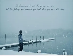 Sad Love Snow-covered Bridge Wallpaper