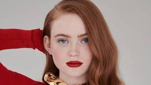 Sadie Sink In All Red Wallpaper