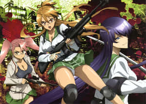 Saeko Busujima In Action - High School Of The Dead Wallpaper