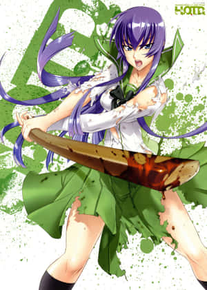 Saeko Busujima In Battle Action Wallpaper