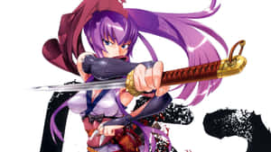 Saeko Busujima In Battling Stance With Sword Wallpaper