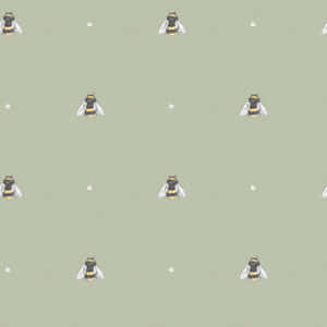 Sage Aesthetic With Bees Pattern Wallpaper