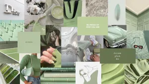 Sage Green Aesthetic Collage Wallpaper