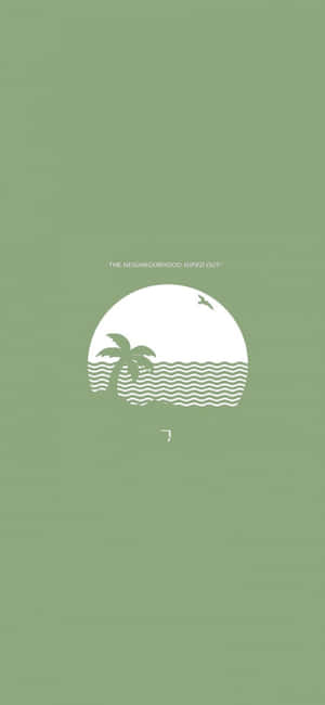 Sage Green Beach Graphic Wallpaper Wallpaper