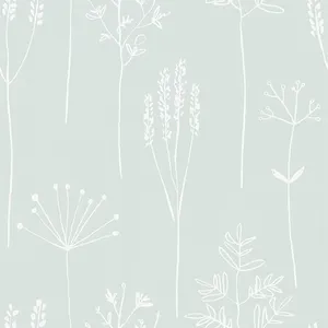 Sage Green Botanical Wallpaper Pattern Wallpaper