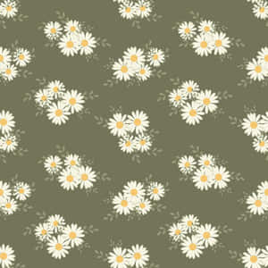 Sage Green Daisy Pattern Wallpaper