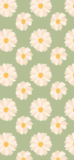Sage Green Daisy Pattern Wallpaper