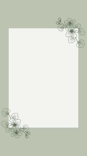 Sage Green Floral Frame Template Wallpaper