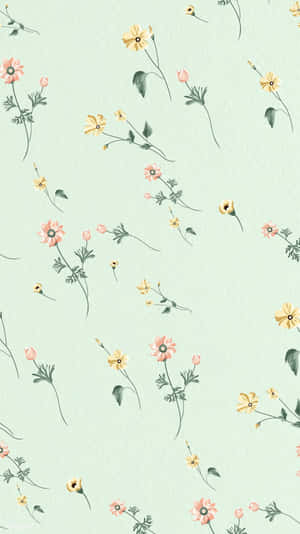 Sage Green Floral Pattern Wallpaper