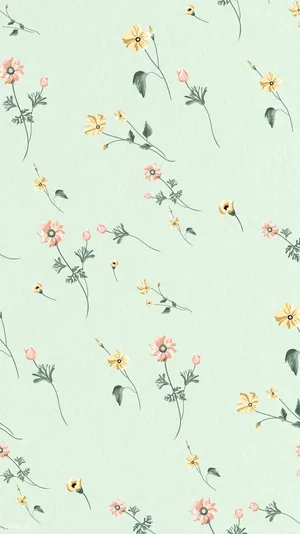 Sage Green Floral Pattern Wallpaper