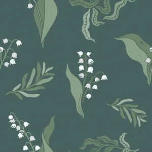Sage Green Floral Pattern Wallpaper