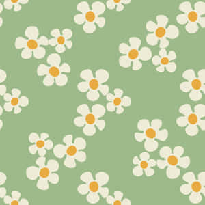 Sage Green Floral Pattern Wallpaper