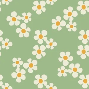 Sage Green Floral Pattern Wallpaper