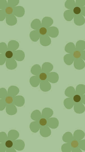 Sage Green Floral Pattern Wallpaper