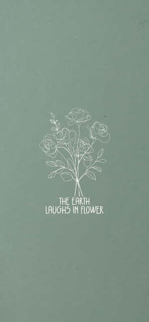 Sage Green Floral Sketchwith Quote Wallpaper