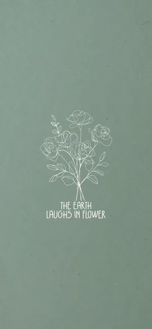 Sage Green Floral Sketchwith Quote Wallpaper