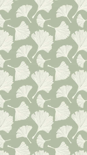 Sage Green Ginkgo Pattern Wallpaper