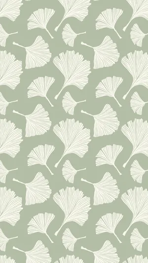 Sage Green Ginkgo Pattern Wallpaper