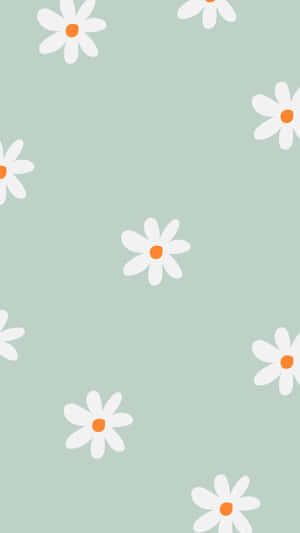 Sage Green Simple Daisy Pattern Wallpaper