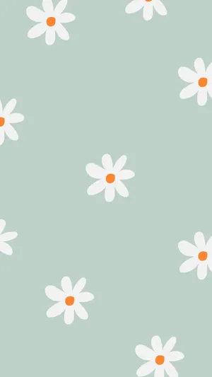 Sage Green Simple Daisy Pattern Wallpaper