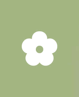 Sage Green Simple Flower Illustration Wallpaper