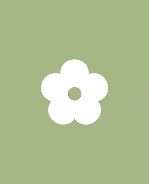 Sage Green Simple Flower Illustration Wallpaper