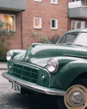 Sage Green Vintage Car Wallpaper