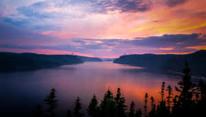 Saguenay Fjord Sunset Silhouette Wallpaper