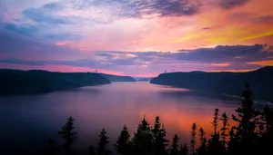 Saguenay Fjord Sunset Silhouette Wallpaper