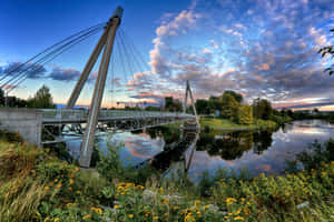 Saguenay River Suspension Bridge Dusk Wallpaper