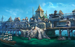 Sailing On Fantasy City Wallpaper