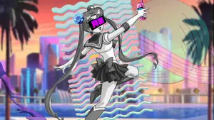 Sailor Mercury Vaporwave Anime Wallpaper