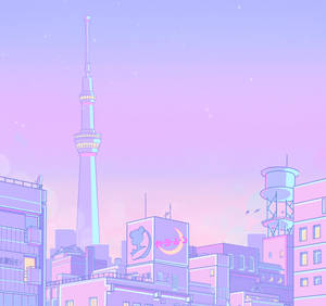 Sailor Moon-like City Pastel Japanese Aesthetic Wallpaper