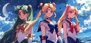 Sailor Moon Trio Night Sky Wallpaper