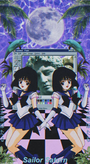 Sailor Saturn Cute Retro Anime Aesthetic Wallpaper