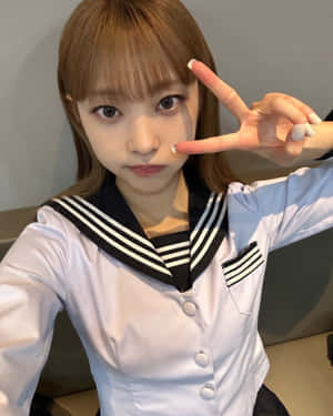 Sailor Uniform Peace Sign Selfie.jpg Wallpaper