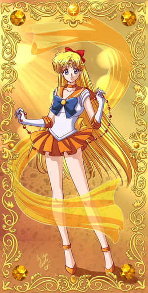 Sailor Venus Shines Bright In Her Heroine Uniform Wallpaper