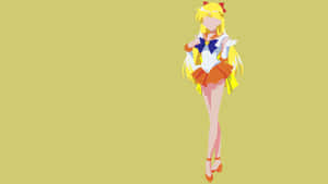 Sailor Venus Using Her Powerful Crescent Moon Wand Wallpaper
