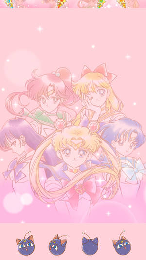 Sailors Side By Side Sailor Moon Iphone Wallpaper