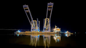 Saint John Port Night Reflections Wallpaper