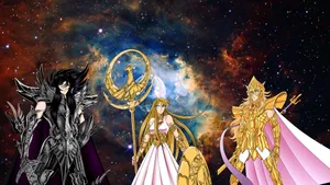 Saint_ Seiya_ Hades_ Characters_ Cosmic_ Background Wallpaper
