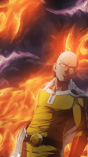 Saitama From One Punch Man Orange Anime Wallpaper